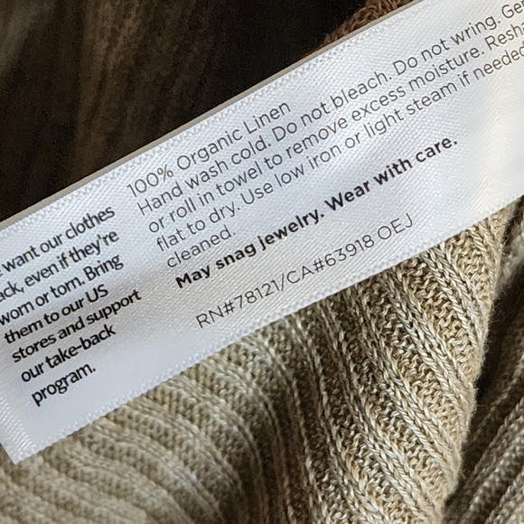 Eileen Fisher 100% Organic Linen Ribbed Knit Open Front Cardigan, sz L - Picture 3 of 5